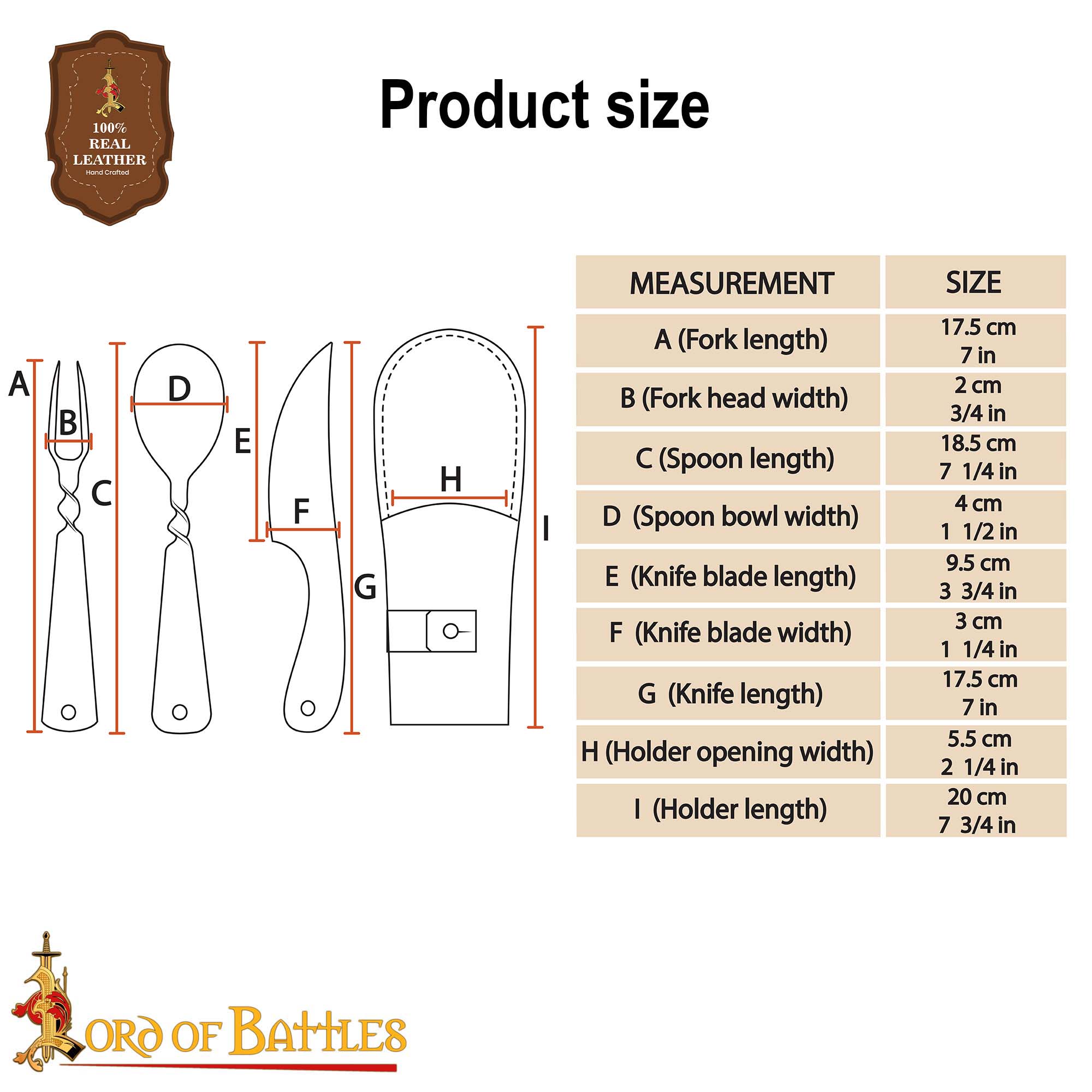 Rustic Viking Cutlery Set Hand-Forged Stainless Steel with Leather Pouch Medieval Dining Utensil Set-25207CBR 2