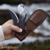 Rustic Viking Cutlery Set Hand-Forged Stainless Steel with Leather Pouch Medieval Dining Utensil Set-25207CBR 5