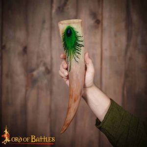 "The Mystic Feather" Drinking Horn Handcrafted Real Ox Horn