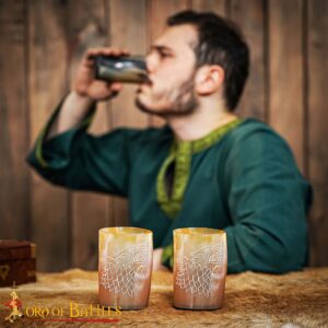 Medieval Viking Horn Beer Tankard Set of 2 Handcrafted Genuine Ox Horn