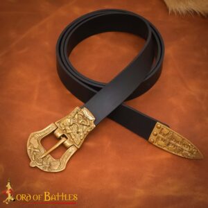 Viking Reaver Leather Belt with Pure Brass Chape and Buckle