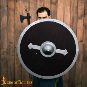 Viking Round Shield Handmade Wooden Shield with Steel Boss & Rim, LARP, Stage Combat, SCA