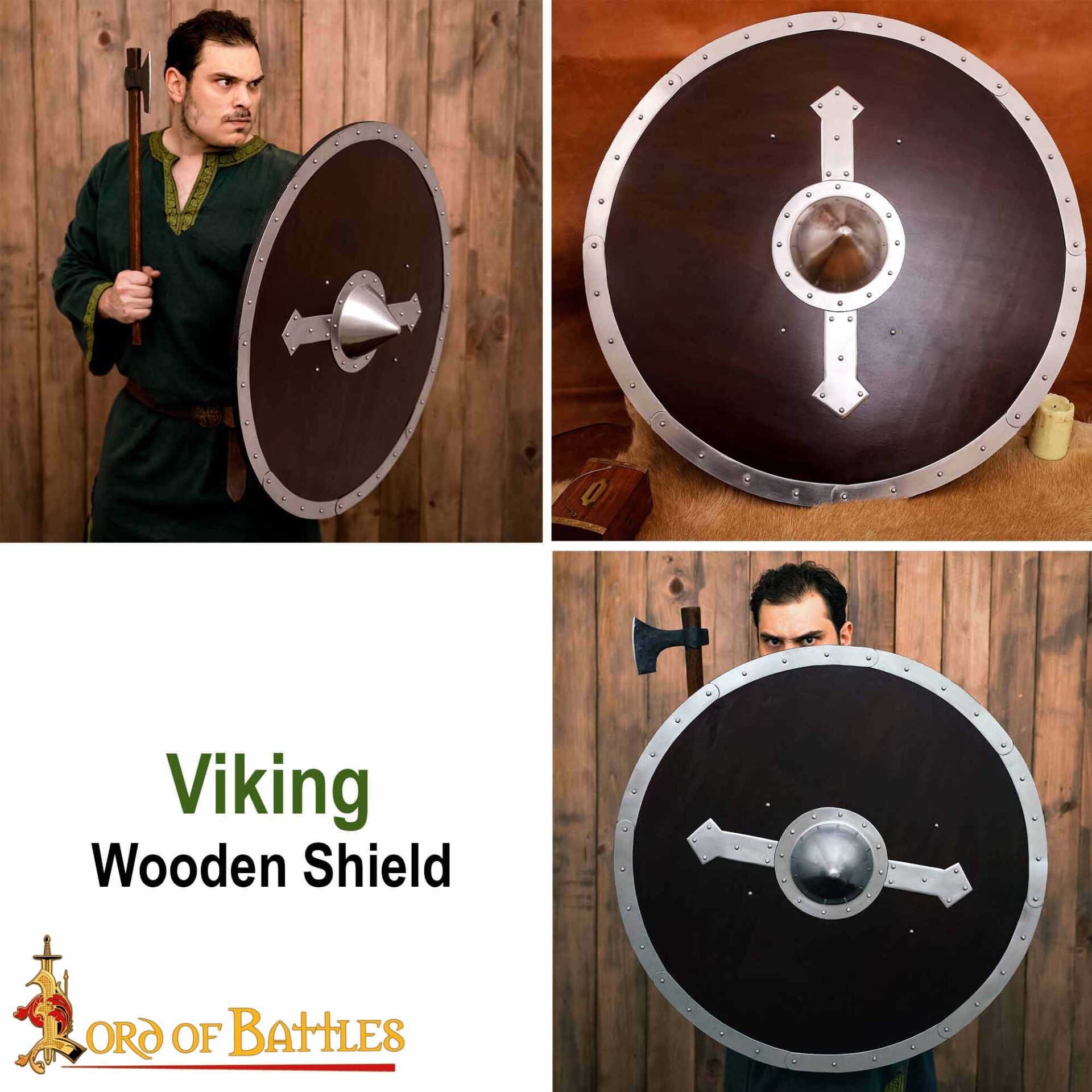 Viking Round Shield Handmade Wooden Shield-60374 6