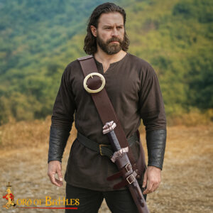 Leather Sword Hanging Belt Twin-Buckle Baldric