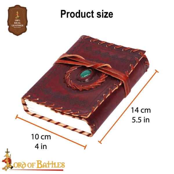 Medieval Journal with Embedded Stone Handcrafted Genuine Leather Diary Notes - Image 3