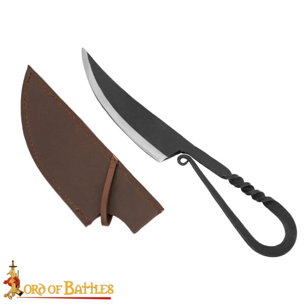 Authentic Viking Hand-Forged Iron Knife – Twisted Handle with Leather Scabbard - Image 4