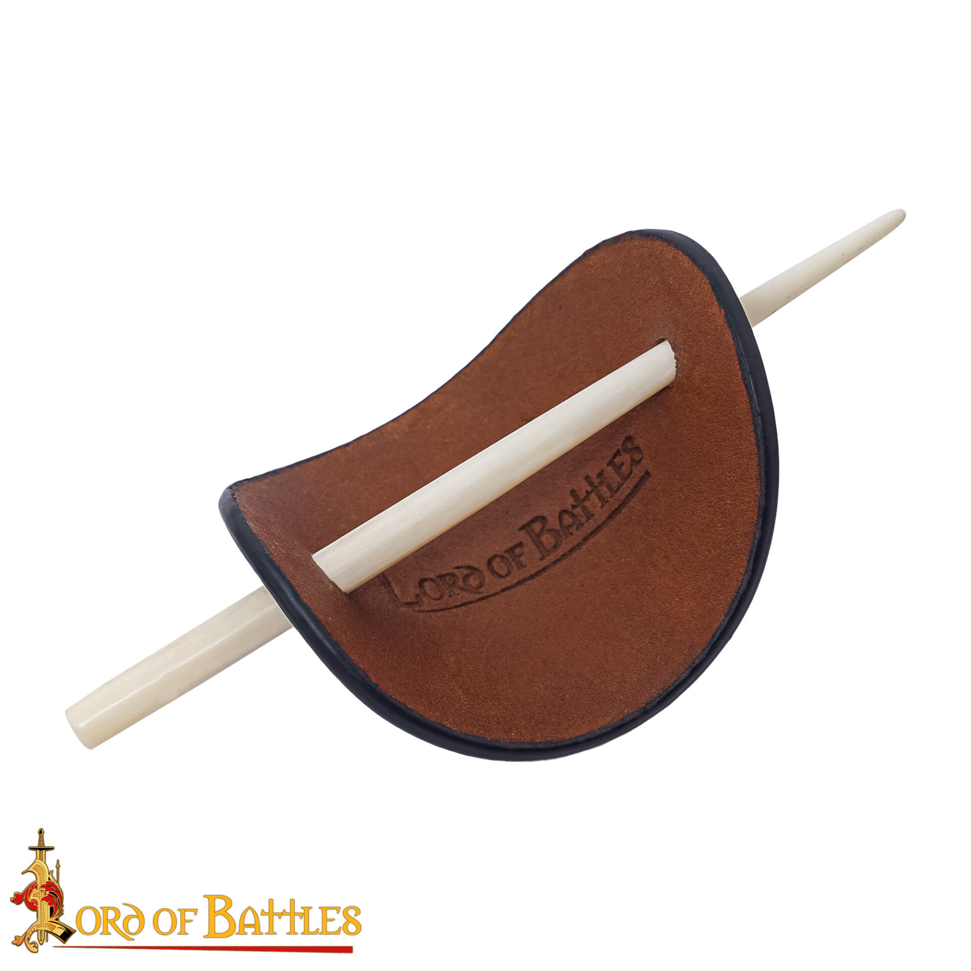 10th Century Norse Leather Hair Barrette with Ox Bone Pin-26088BR 4