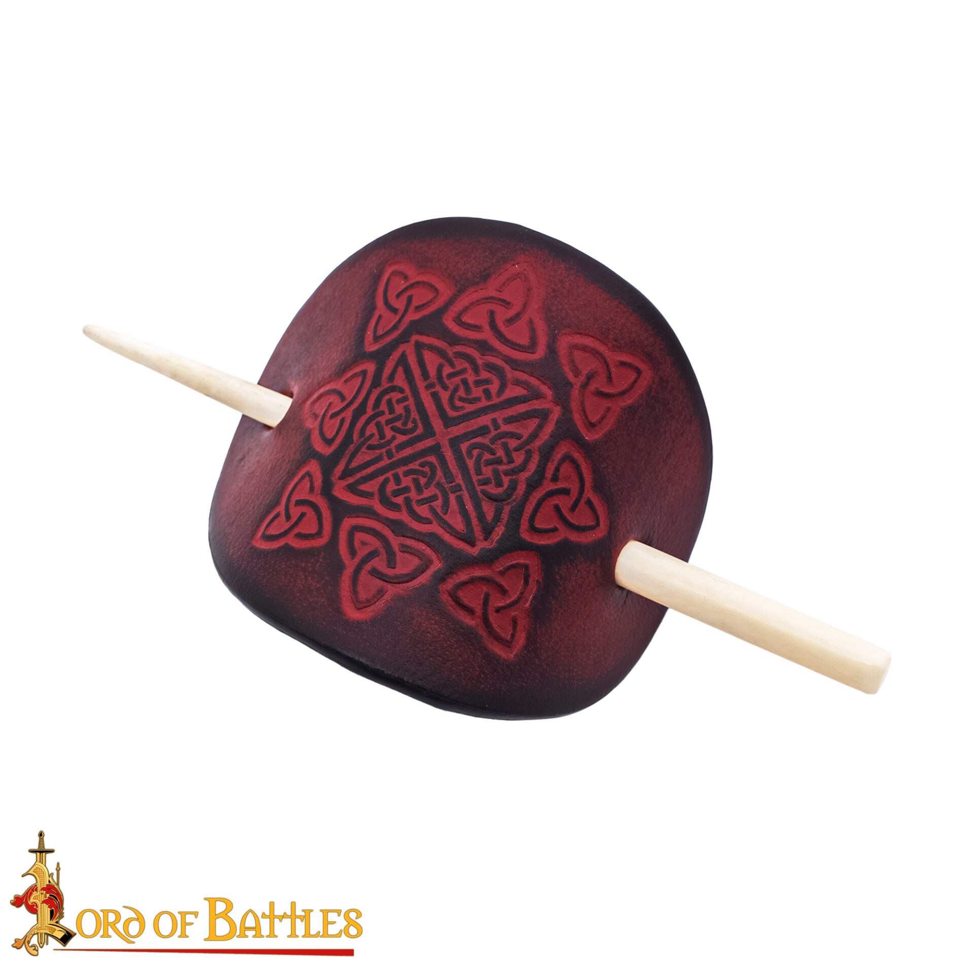 Genuine Leather Hair Brooch with Celtic Engraving & Bone Pin – Elegant Medieval-Inspired Hair Accessory Genuine Leather Hair Brooch with Celtic Engraving & Bone Pin – Elegant Medieval-Inspired Hair Accessory - Image 5