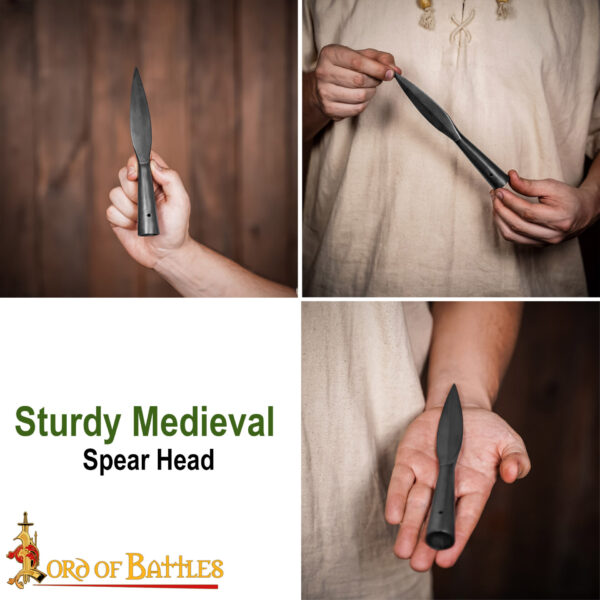 Medieval Black Spear Head Hand Forged from Carbon Steel 8.5 inches - Image 7