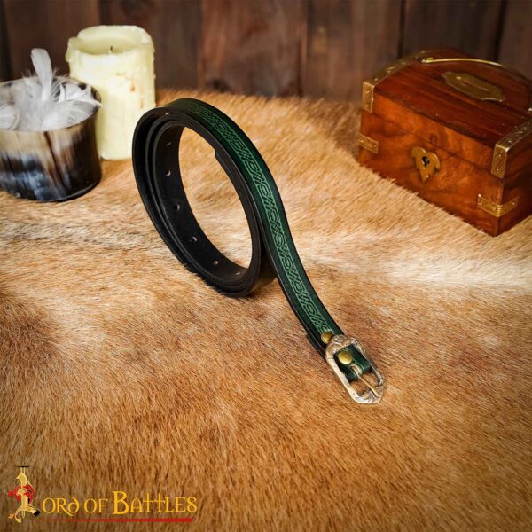 Medieval Leather Belt with Ornate Embossed Design - Image 7