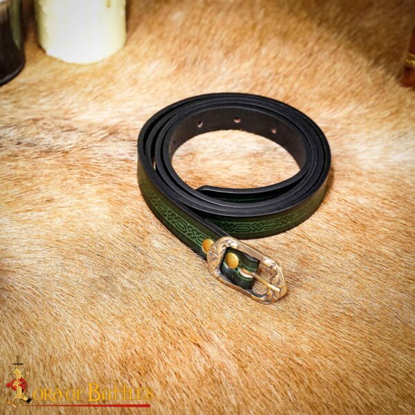 Medieval Leather Belt with Ornate Embossed Design - Image 10