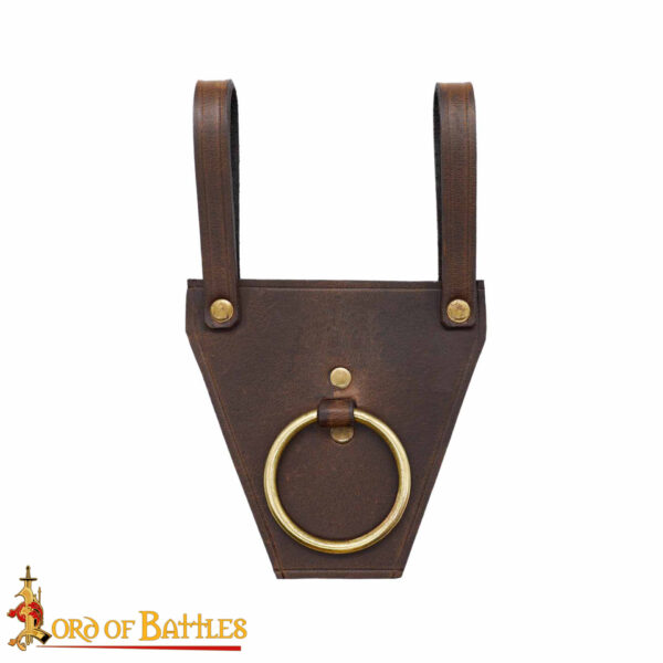Medieval Leather Axe or Bludgeon Frog with Pure Brass Ring - Image 4