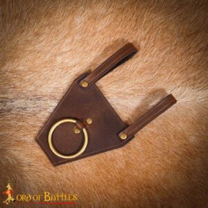 Medieval Leather Axe or Bludgeon Frog with Pure Brass Ring