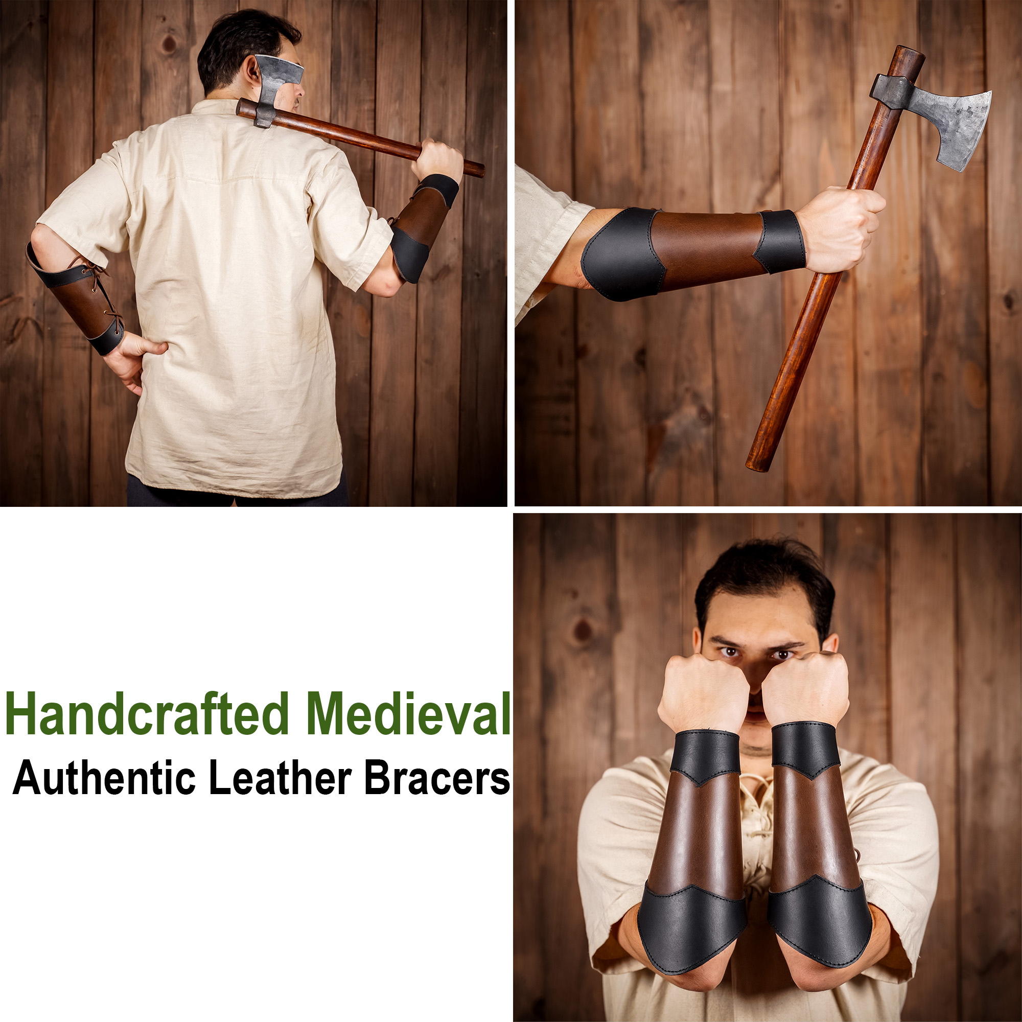 ✨ The Woodsman Bracers Handcrafted from Genuine Leather - Medieval Shop at  Lord of Battles