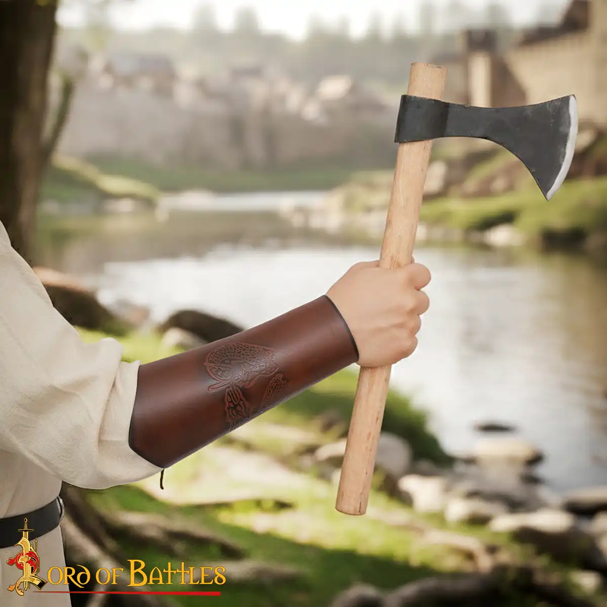 Genuine Leather Bracers with Embossed Fantasy Dragon Design Genuine Leather Bracers with Embossed Fantasy Dragon Design - Image 4