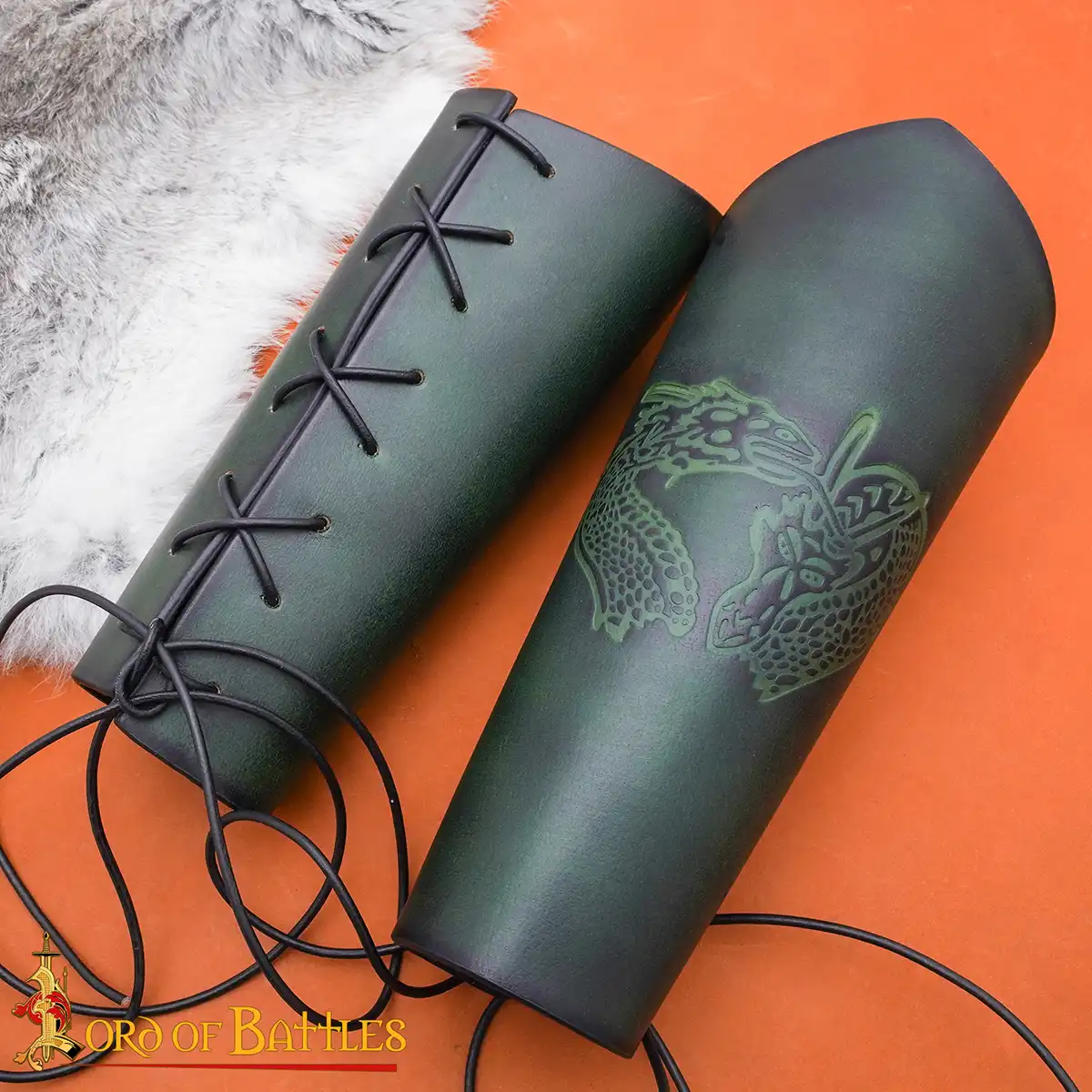 Genuine Leather Bracers with Embossed Fantasy Dragon Design Genuine Leather Bracers with Embossed Fantasy Dragon Design - Image 2