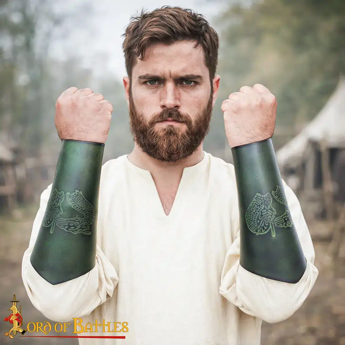 Genuine Leather Bracers with Embossed Fantasy Dragon Design Genuine Leather Bracers with Embossed Fantasy Dragon Design - Image 5