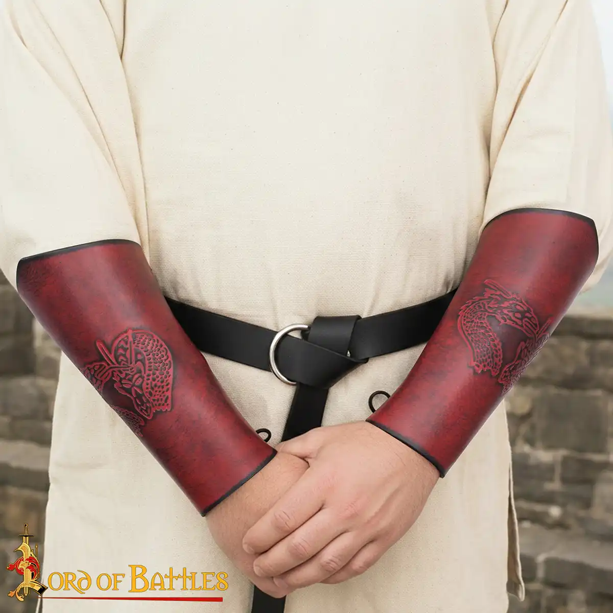 Genuine Leather Bracers with Embossed Fantasy Dragon Design Genuine Leather Bracers with Embossed Fantasy Dragon Design - Image 6
