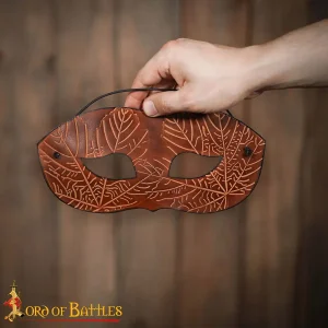 Genuine Leather Eye Mask with Embossed Maple Leaf Motifs