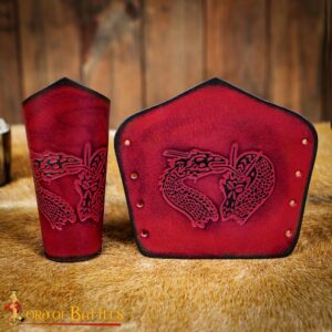 Genuine Leather Bracers with Embossed Fantasy Dragon Design