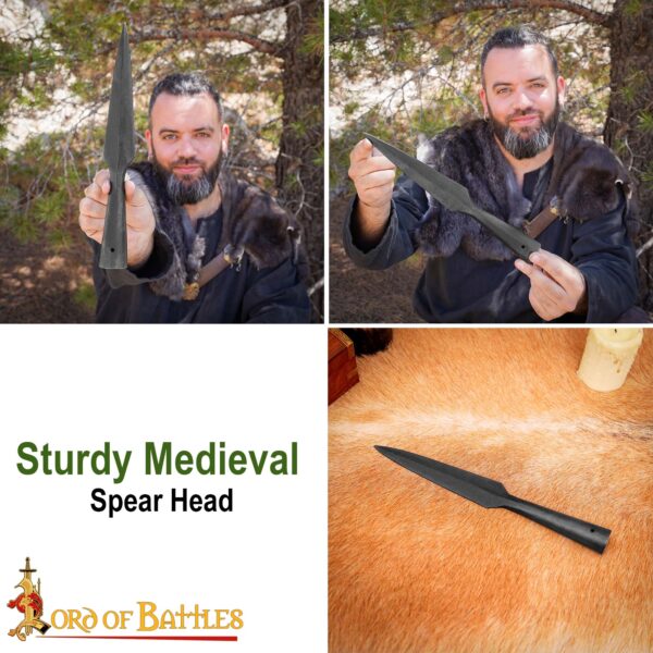 Medieval Black Spear Head Hand Forged from Carbon Steel 11.5 inches - Image 7
