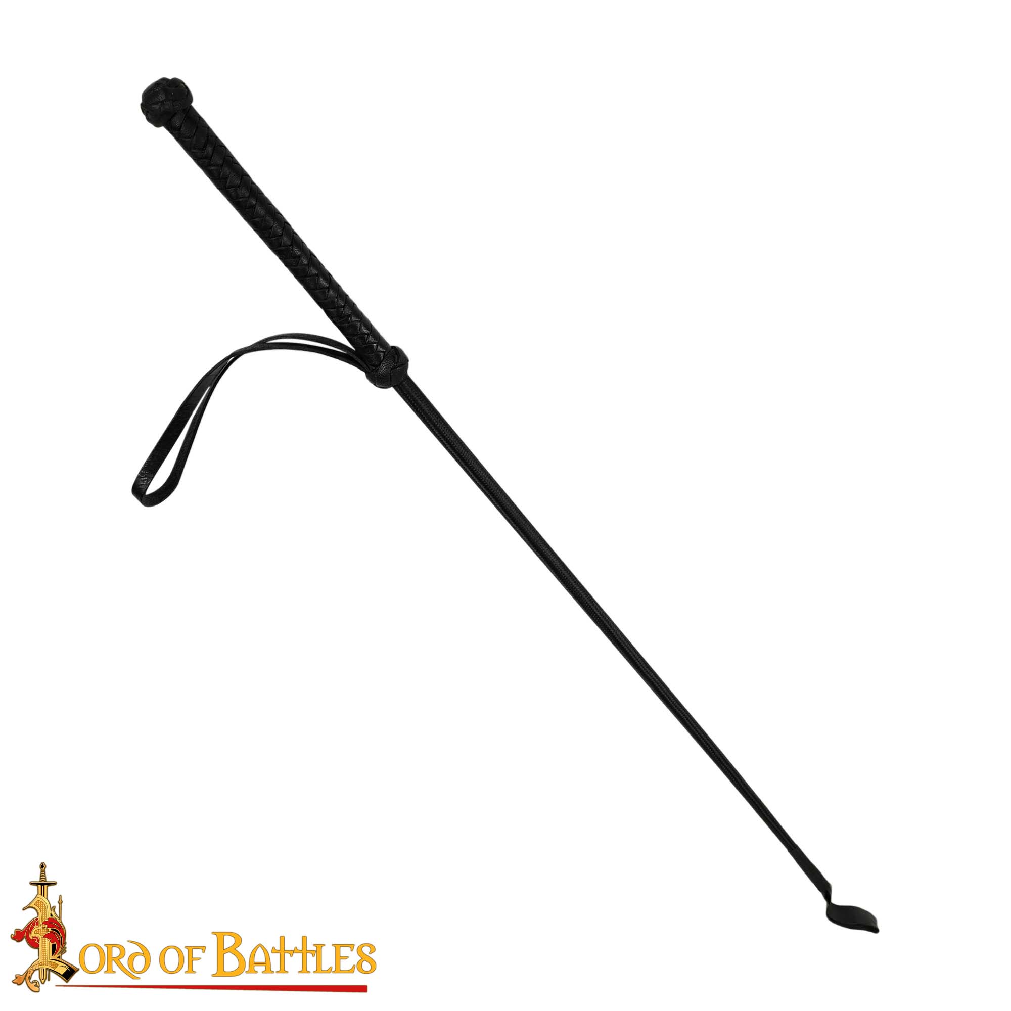 Medieval Whip Black Leather Riding Crop with Wrist Strap-13203BK 4