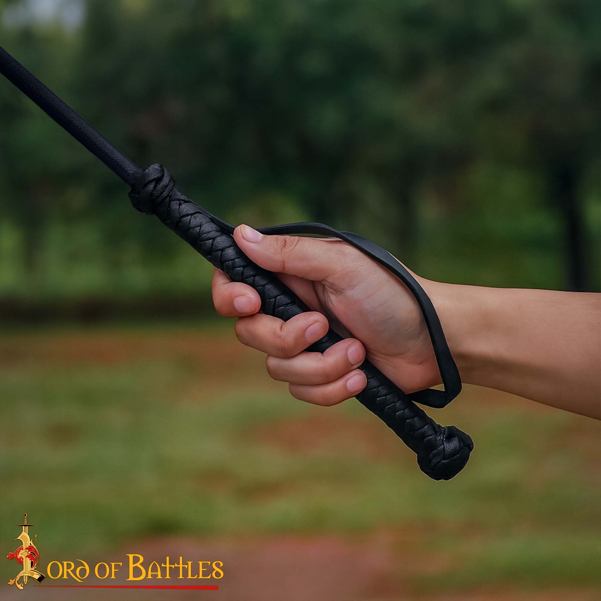 Medieval Whip Black Leather Riding Crop with Wrist Strap-13203BK 6