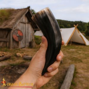 Handcrafted Viking Drinking Horn – Polished Ox Horn Cup for Mead, Ale, Beer & Medieval Feasts