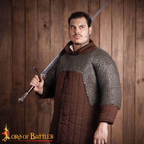 Flat Ring Chainmail Half Haubergeon Joined Sleeves Voiders, Riveted and Alternating, ID 9 mm, Natural - Image 2