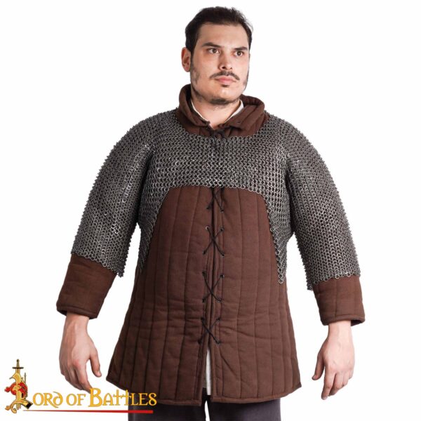 Flat Ring Chainmail Half Haubergeon Joined Sleeves Voiders, Riveted and Alternating, ID 9 mm, Natural - Image 4