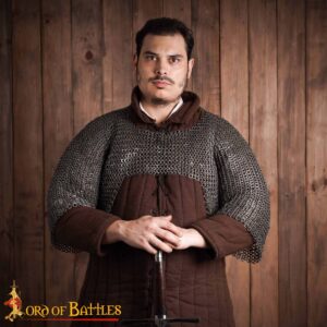 Flat Ring Chainmail Half Haubergeon Joined Sleeves Voiders, Riveted and Alternating, ID 9 mm, Natural