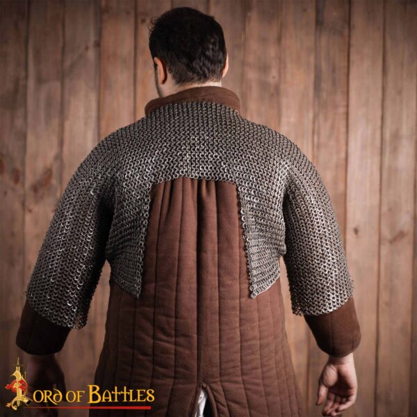 Flat Ring Chainmail Half Haubergeon Joined Sleeves Voiders, Riveted and Alternating, ID 9 mm, Natural - Image 5