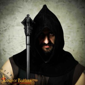 Executioner Suede Leather Hood with Collar – Medieval LARP & Theater Headgear