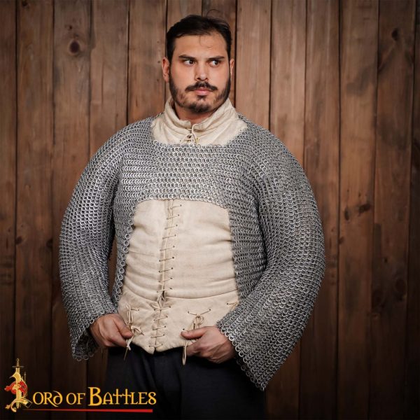 Round Ring Chainmail Half Haubergeon with Long Sleeves, Riveted, ID 10 mm, Aluminium - Image 4