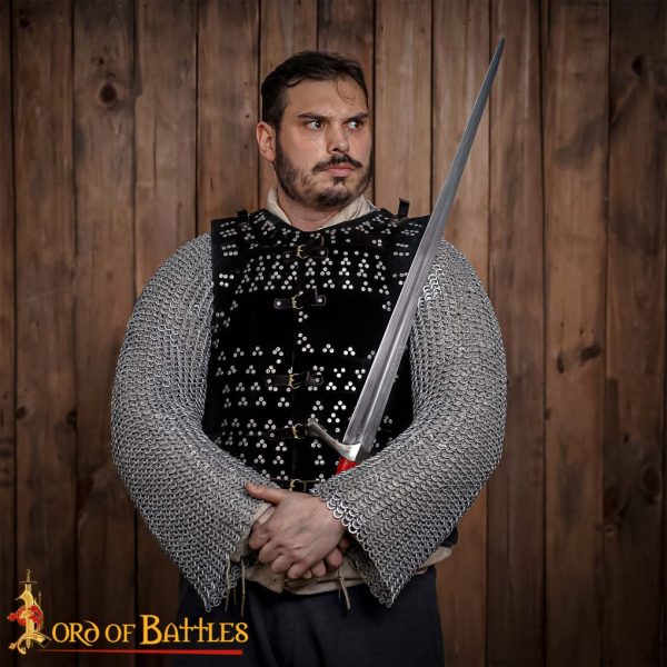 Round Ring Chainmail Half Haubergeon with Long Sleeves, Riveted, ID 10 mm, Aluminium - Image 5