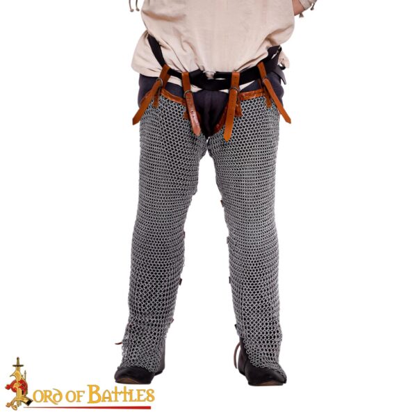 Round Ring Chainmail Leggings Chausses Hoses, Butted, ID 10 mm, Natural - Image 5