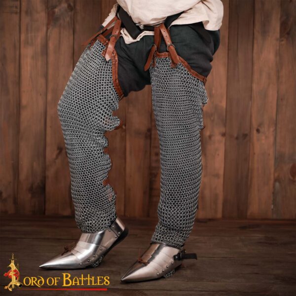 Round Ring Chainmail Leggings Chausses Hoses, Butted, ID 10 mm, Natural - Image 2