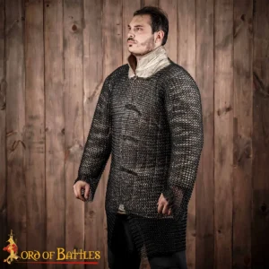 Round Ring Chainmail Hauberk Shirt, Butted, 10 mm 16 gauge, Mild Steel