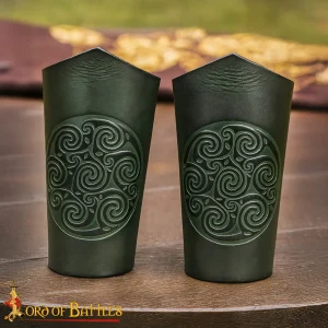 Celtic Spiral Leather Bracers- Arm Guards Embossed Design