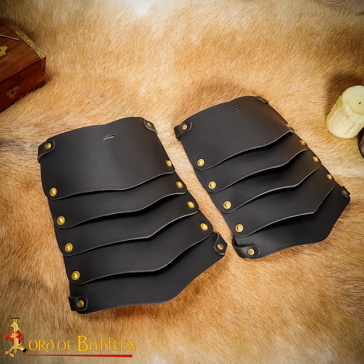 Viking-Inspired Leather Pauldrons with Brass Rivets | Medieval LARP & Stage Shoulder Armor Viking-Inspired Leather Pauldrons with Brass Rivets | Medieval LARP & Stage Shoulder Armor