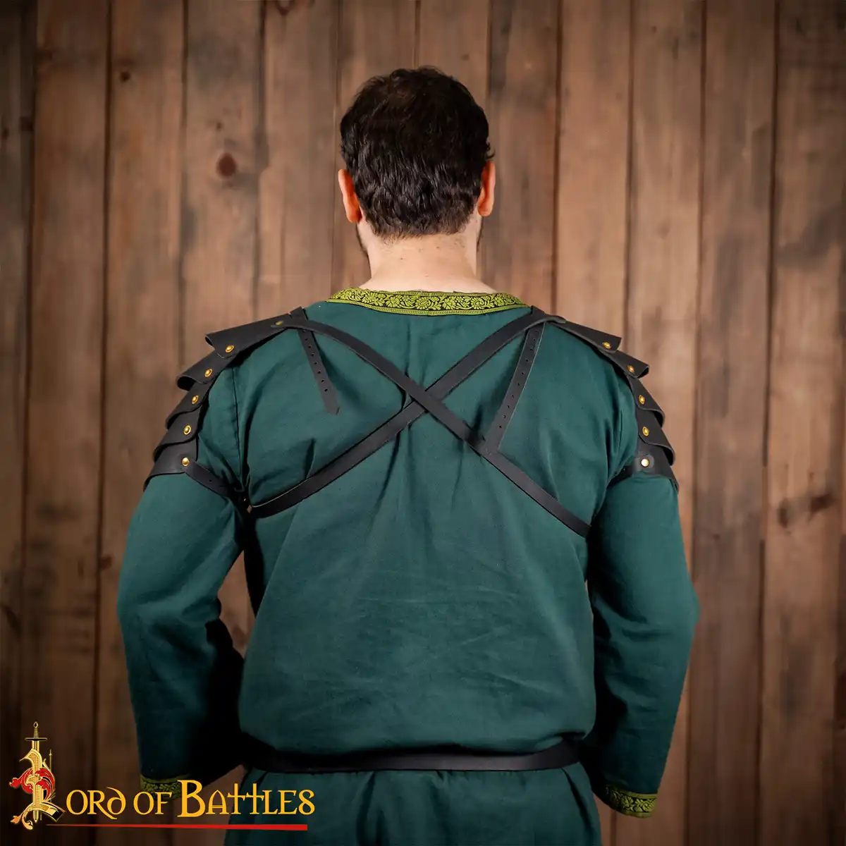 Viking-Inspired Leather Pauldrons with Brass Rivets | Medieval LARP & Stage Shoulder Armor Viking-Inspired Leather Pauldrons with Brass Rivets | Medieval LARP & Stage Shoulder Armor - Image 7