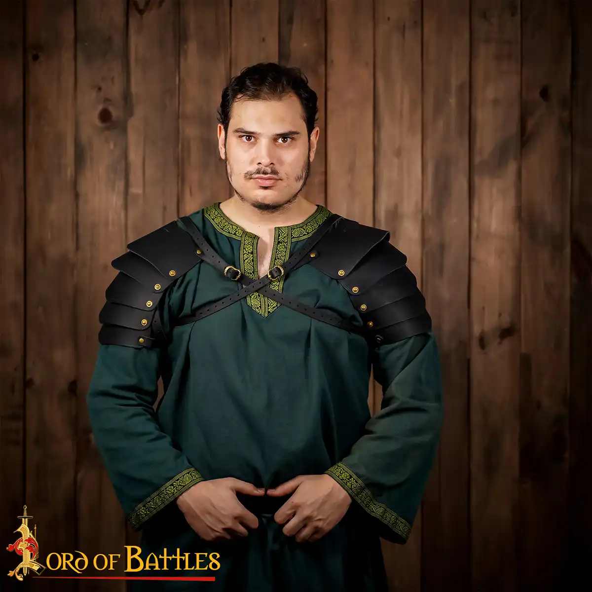 Viking-Inspired Leather Pauldrons with Brass Rivets | Medieval LARP & Stage Shoulder Armor Viking-Inspired Leather Pauldrons with Brass Rivets | Medieval LARP & Stage Shoulder Armor - Image 5