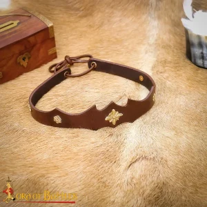 Princely Hunter Leather Headband With Pure Brass Mounts
