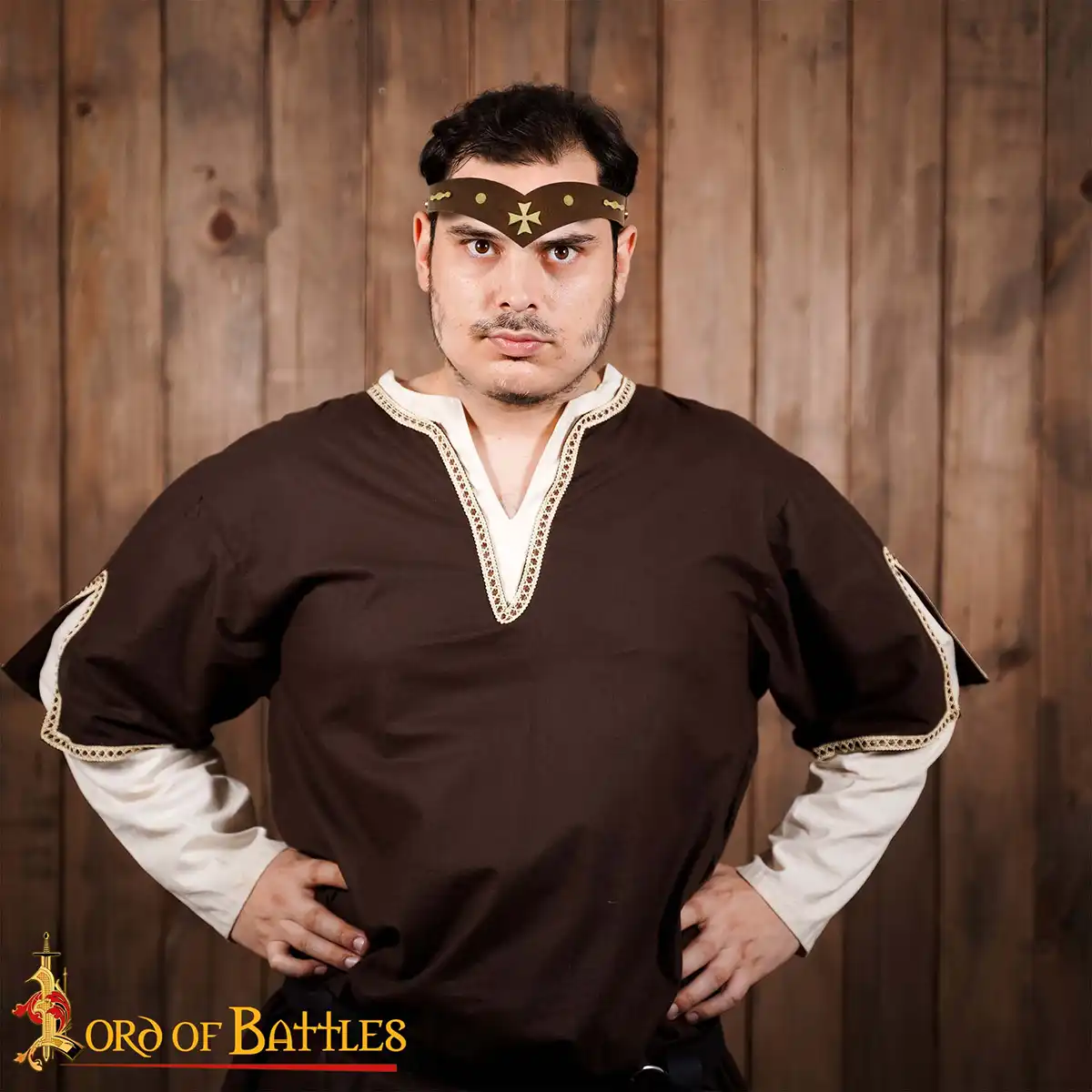 Leather Headband With Pure Brass Templar Cross Mount Leather Headband With Pure Brass Templar Cross Mount - Image 6