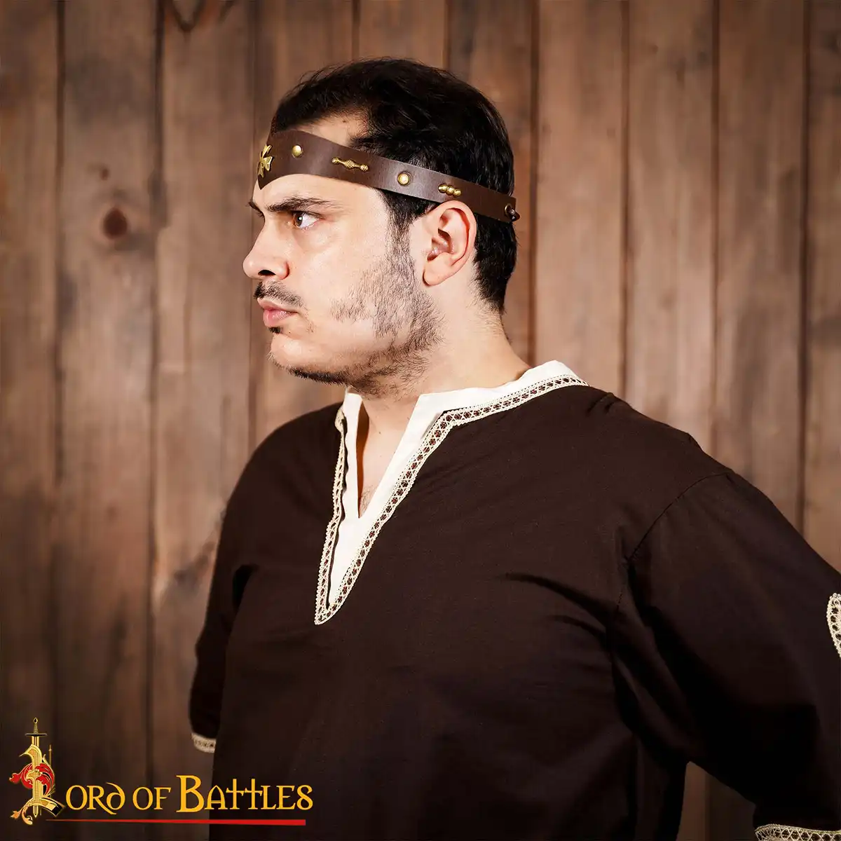 Leather Headband With Pure Brass Templar Cross Mount Leather Headband With Pure Brass Templar Cross Mount - Image 5