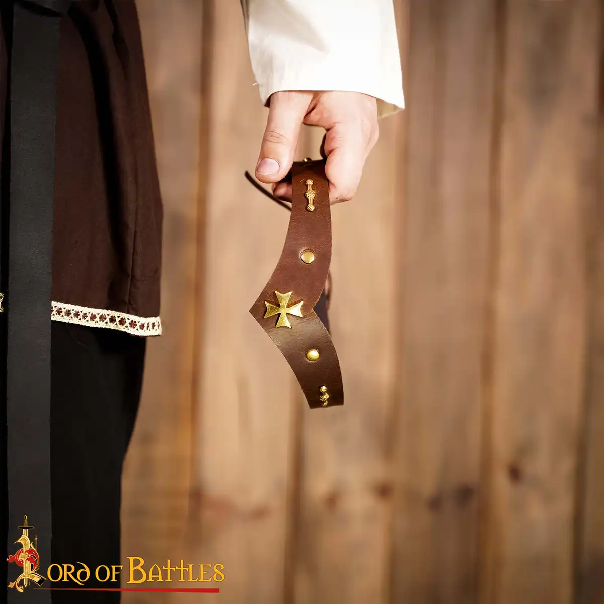 Leather Headband With Pure Brass Templar Cross Mount Leather Headband With Pure Brass Templar Cross Mount - Image 7