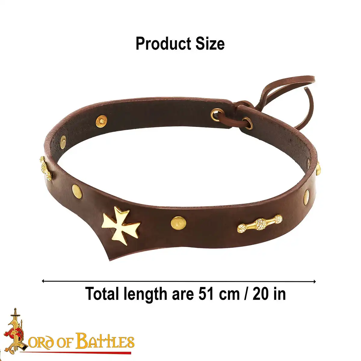 Leather Headband With Pure Brass Templar Cross Mount Leather Headband With Pure Brass Templar Cross Mount - Image 3