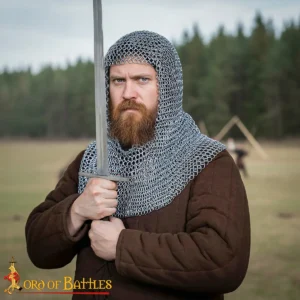 Chainmail Medieval Coif Hood 10mm Butted Round Rings 16 Gauge Mild Steel Historical Armor for LARP, & Film Costumes