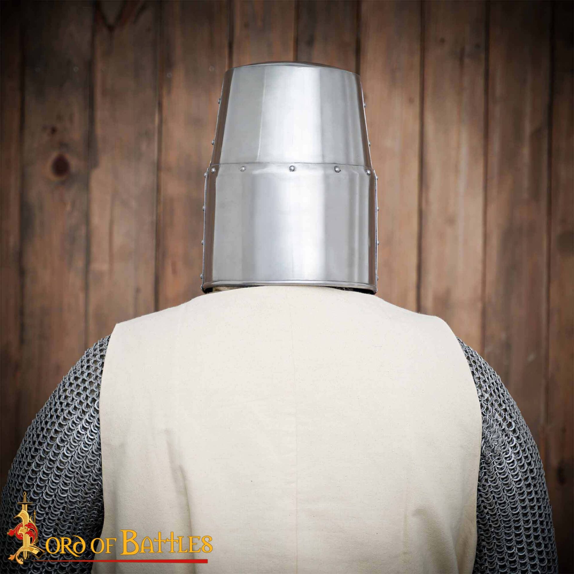 Crusader Great Helm – 13th Century Steel Helmet with Brass Cross-2286PL 6