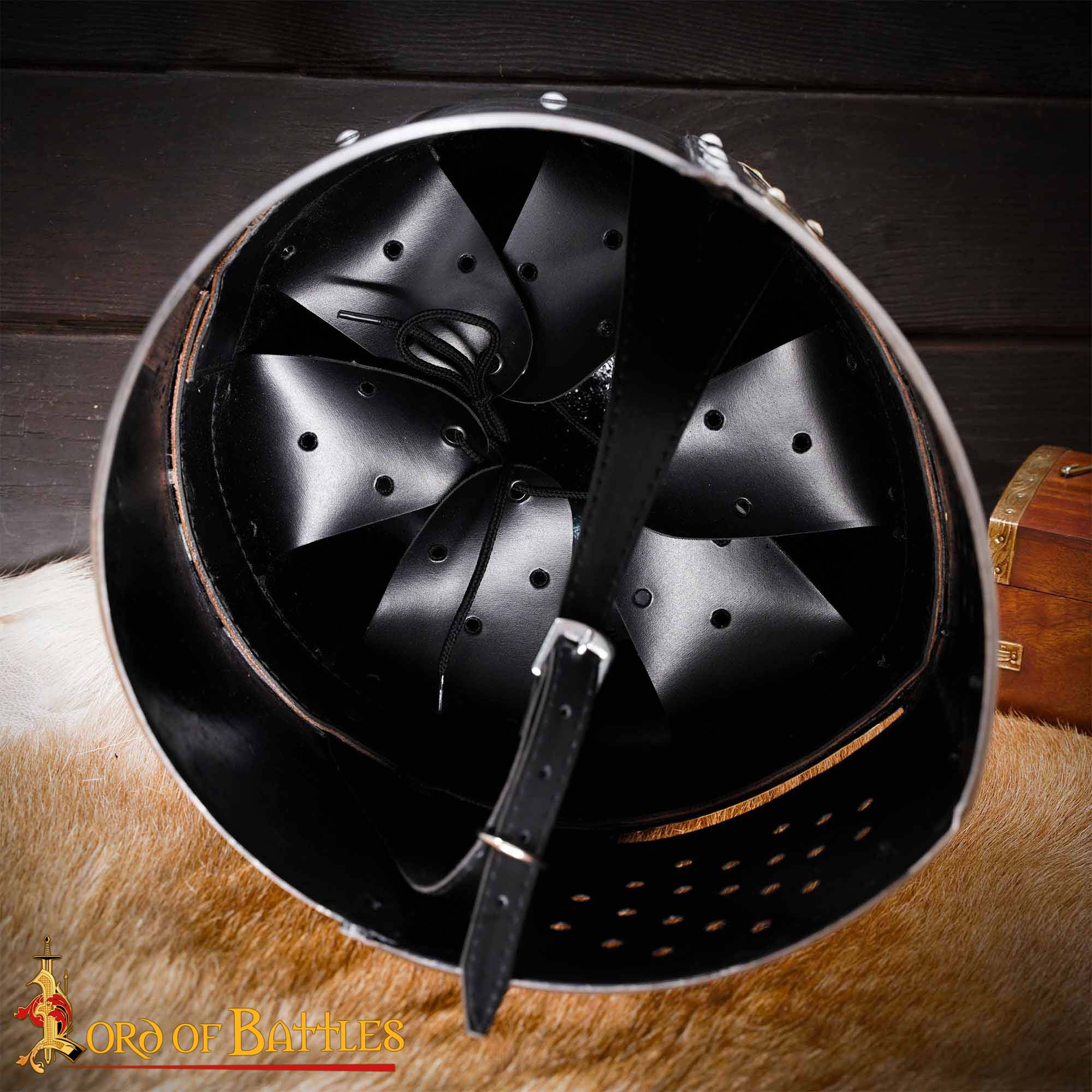 Crusader Great Helm – 13th Century Steel Helmet with Brass Cross-2286PL 7